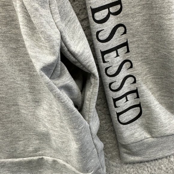 Hank & Henry Hoodie Women's Large Gray "Simply Obsessed" Lightweight Hoodie - Picture 7 of 12